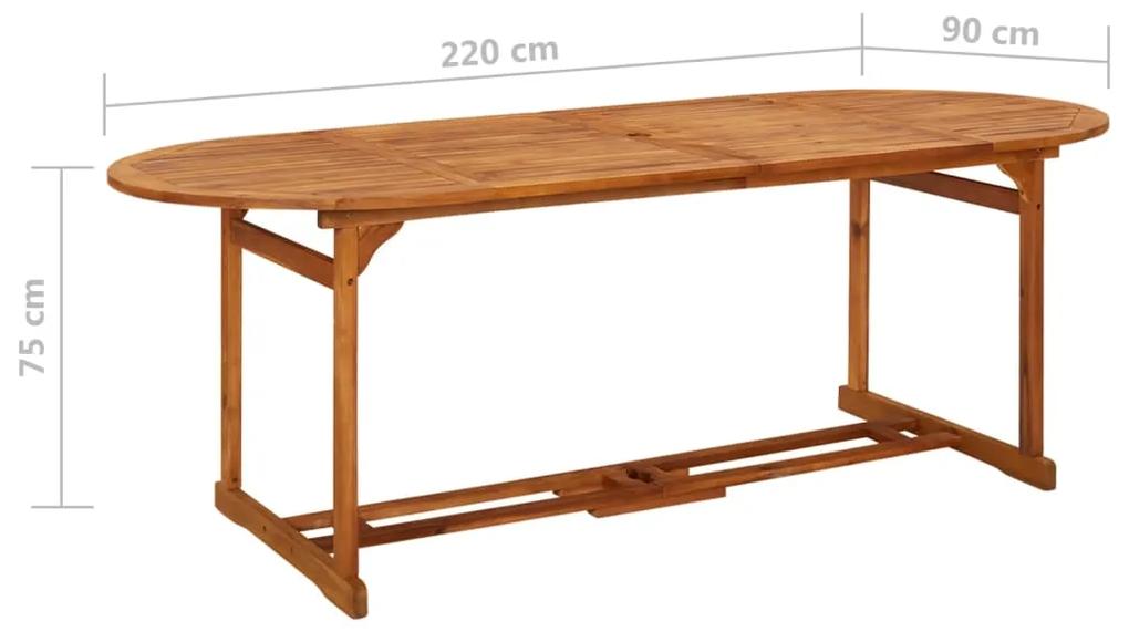Set de masa pentru gradina, 9 piese, lemn masiv de acacia Maro, 220 table length, Fara cotiera, 9