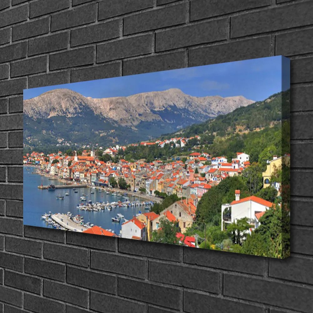 Tablou pe panza canvas Mountain City Sea Peisaj Multi