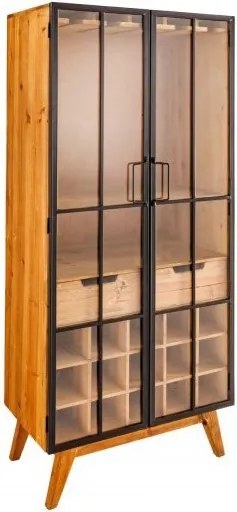 Vitrina cu spatiu depozitare sticle si pahare design industrial Seven Seas 150cm