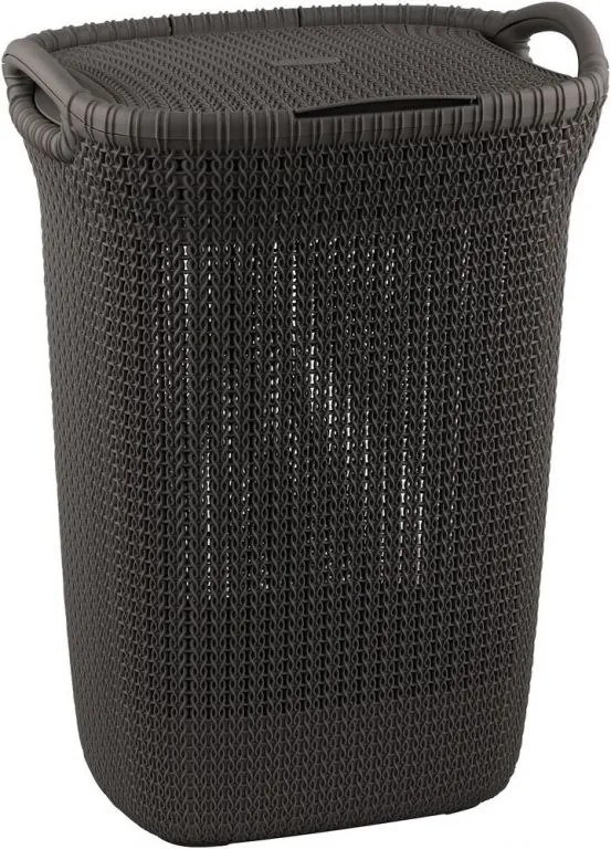 Coș rufe cu capac KNIT 57L, maro, CURVER