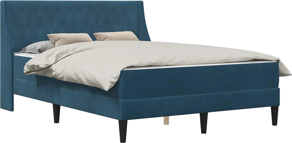 vidaXL Cadru de pat cu saltea cu saltea albastru 140 x 200 cm Catifea