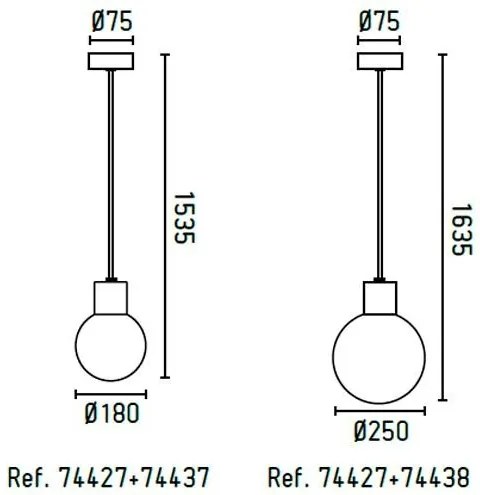 Pendul exterior 74427+glob diam.18cm 74437 MOON