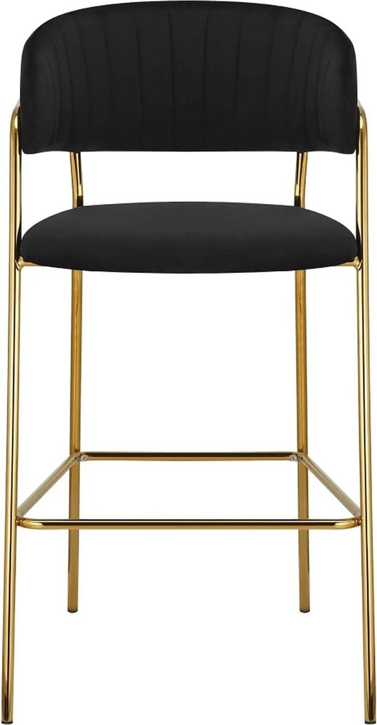 Scaun bar DASMIN TIP 2, negru/auriu, stofa catifelata/metal, 54x54x109