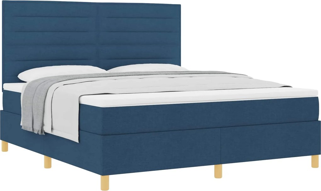 vidaXL Pat cu arcuri cu saltea albastru 180 x 200 cm țesătură