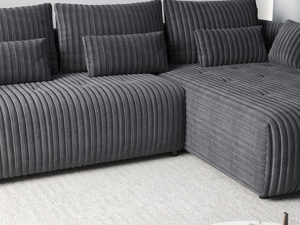 Colțar extensibil dumonde cu ladă de depozitare si sezut confortabil din spuma high-density, Malta Ambience Grey 235x185 cm