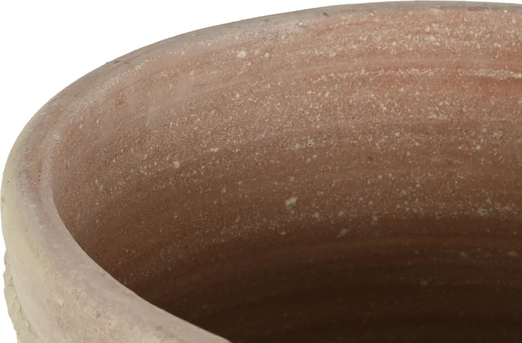Ghiveci decorativ din teracotă artizanală, finisaj craft brut alb-crem, 52×52×60 cm, „Jerba"