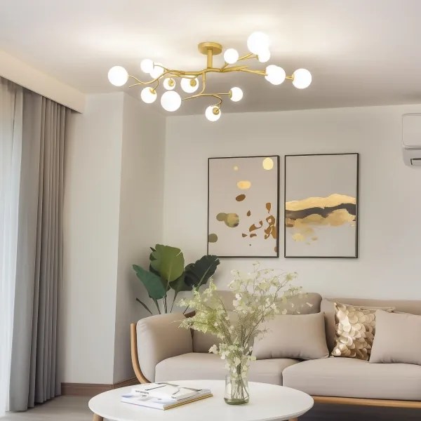 Lustră LED aplicată Brilagi MISTEL 15xG9/3W/230V auriu/alb