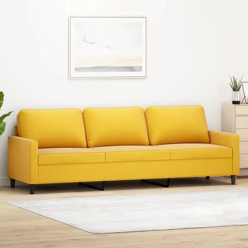 348771 vidaXL Canapea cu 3 locuri, galben, 210 cm, catifea