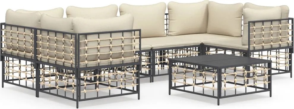 vidaXL Set mobilier de grădină cu perne, 7 piese, antracit, poliratan