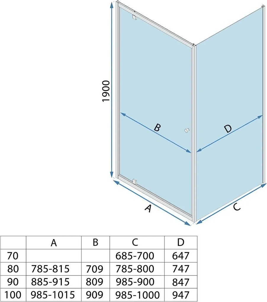 Cabina de dus Rea Primo Swing 80x90 Chrome