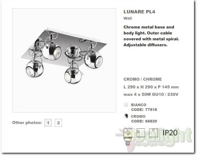 Plafonier reglabil LUNARE PL4 Cromo 066820