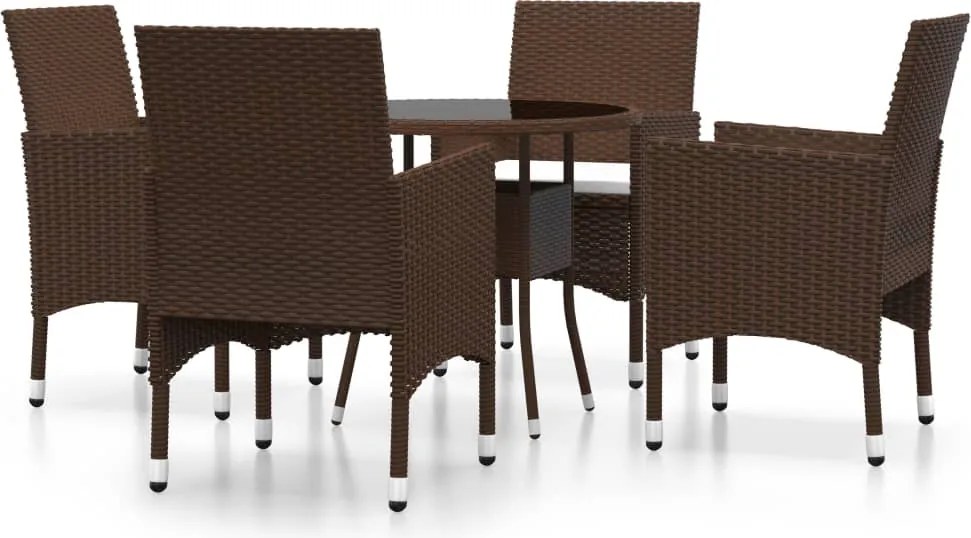 vidaXL Set mobilier bistro, 3 piese, maro, poliratan/sticlă securizată