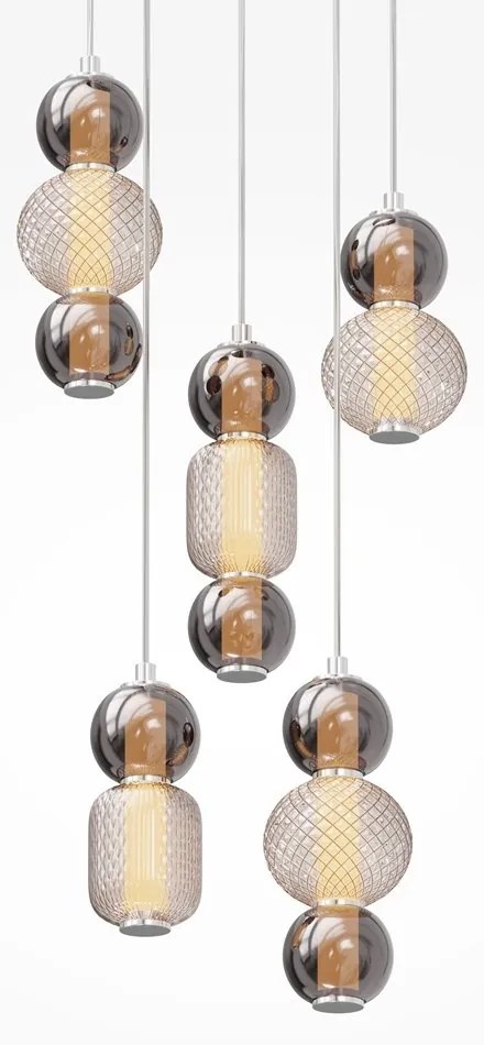 Lustra LED suspendata design modern decorativ Drop 5L crom