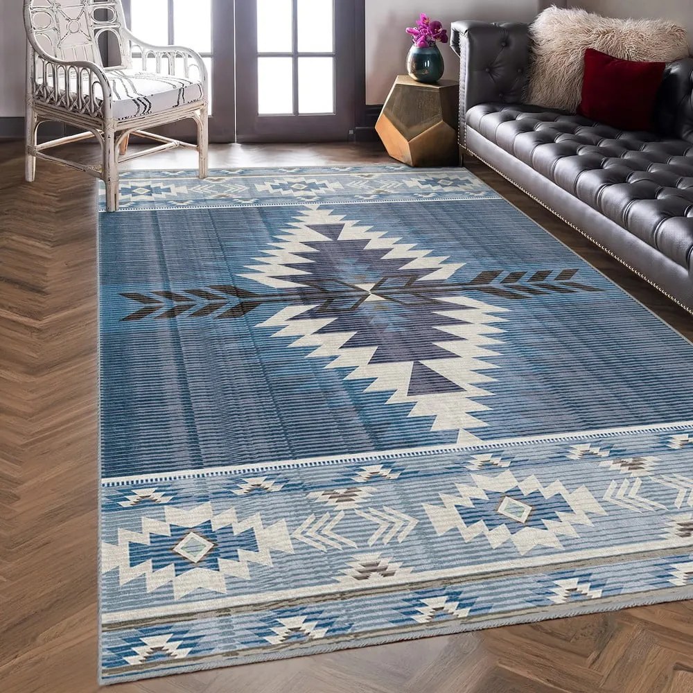 Covor albastru lavabil 160x230 cm Ethnic Geo – Mila Home
