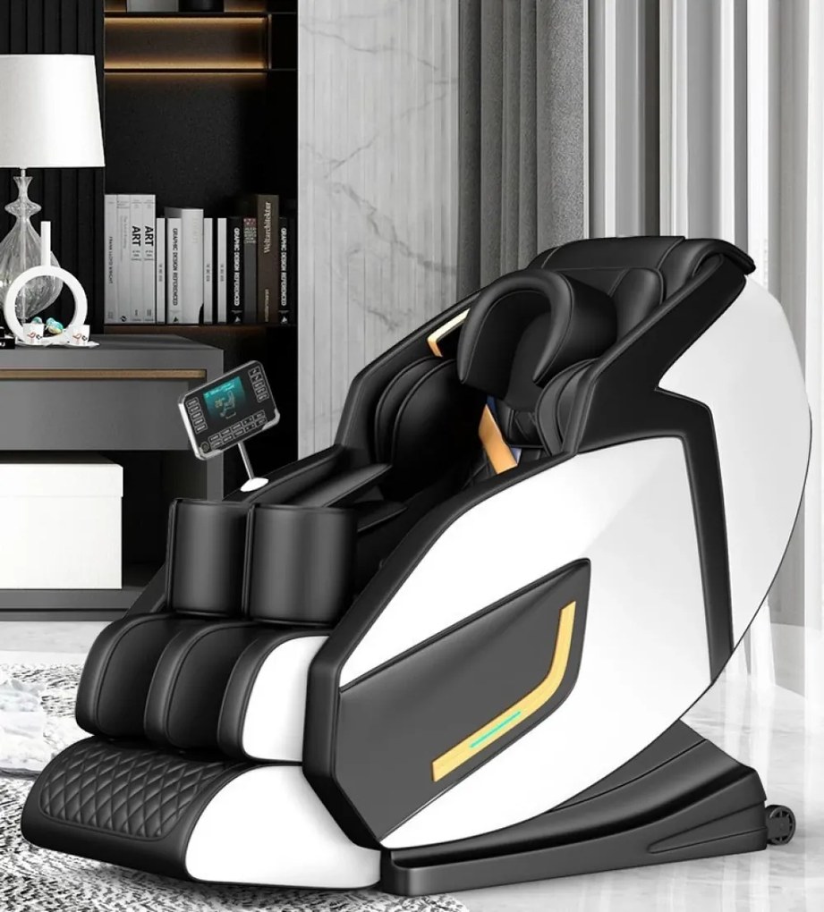 Fotoliu de Masaj FELIX, cu Incalzire, capete de masaj cu JAD, Bluetooth, Zero Gravity, 2 Boxe, Moduri Automate, Suport picioare extensibil, Display, Piele PU Premium, Negru