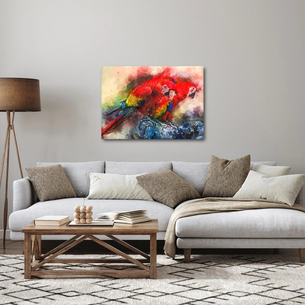 Tablou - Papagali roșii ara (70x50 cm)