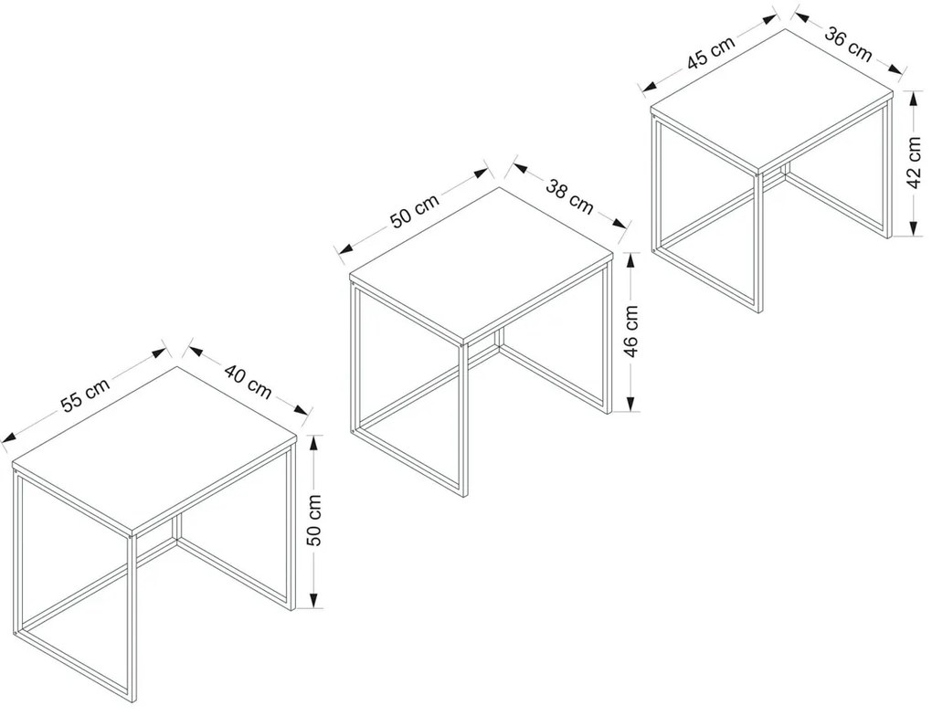 Masă pliabilă Evia Walnut, 3 buc