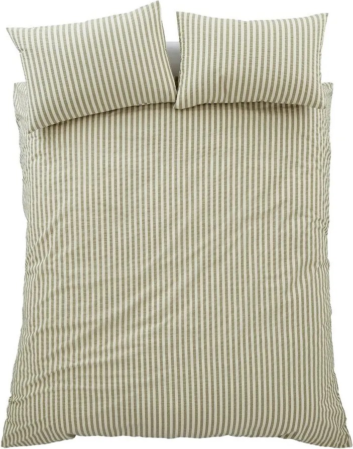 Lenjerie de pat verde pentru pat dublu/extinsă cu 3 piese 230x220 cm Cotton Rich Woven Stripe – Pineapple Elephant