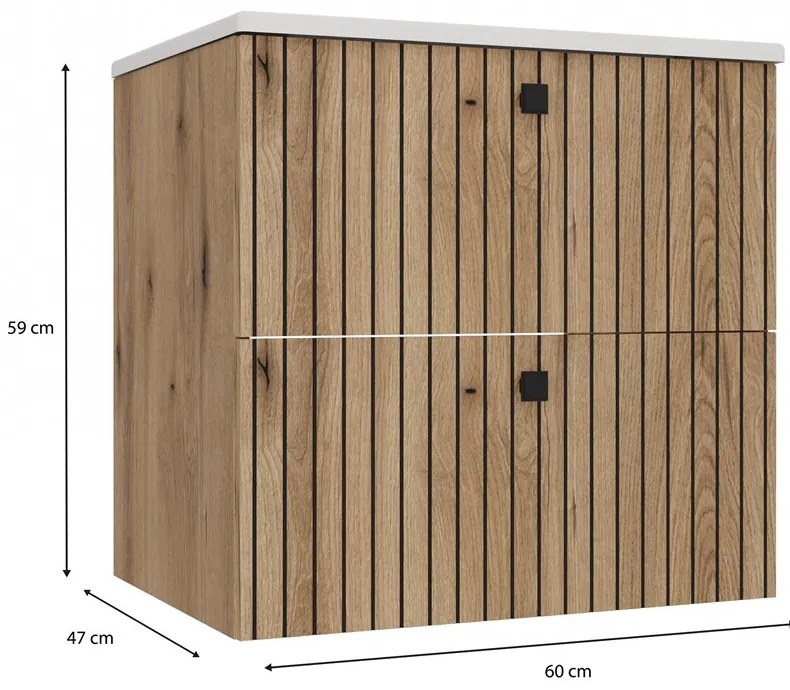 Dulap sub lavoar Terca 1 60 (stejar evoke) (cu lavoar). 1133036