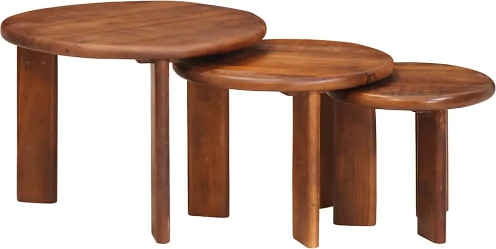 vidaXL Mese de Cafea Nesting 3 pcs Maro miere Lemn de mango solid
