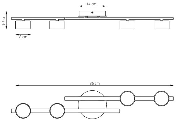 Plafonieră FRAGMENT 4xGX53/12W/230V negru