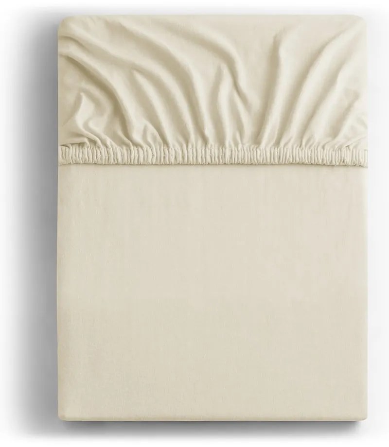 Cearceaf bej din jerseu cu elastic 90x200 cm Amber – Restilo