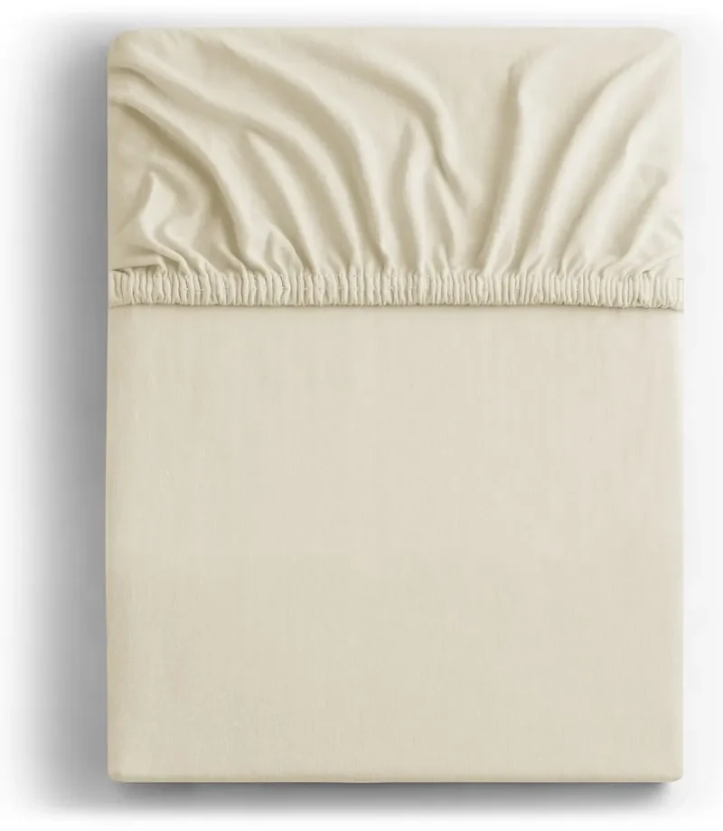 Cearceaf bej din jerseu cu elastic 90x200 cm Amber – Restilo