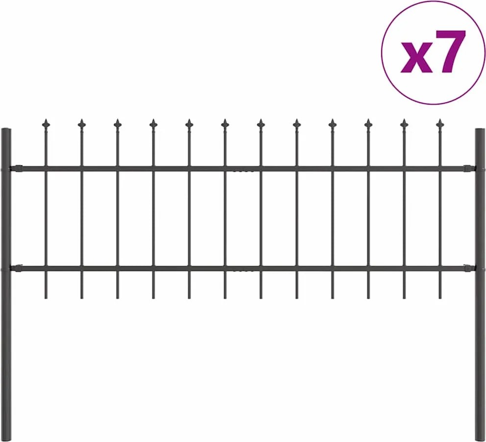 vidaXL Gard de Grădină 7 pcs Gri 11,9 x 0,6 m Oțel acoperit cu pulbere