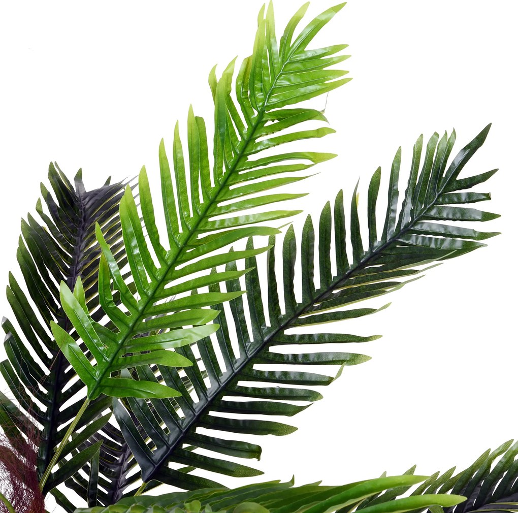 Outsunny Planta Artificiala Palmier Cycas Inaltime 123cm, Planta Artificiala cu Ghiveci Inclus, Decoratiune pentru Casa si Gradina | Aosom Romania