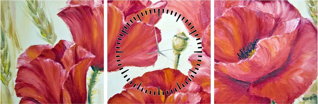 Tablou - Mac - flori (cu ceas) (90x30 cm)