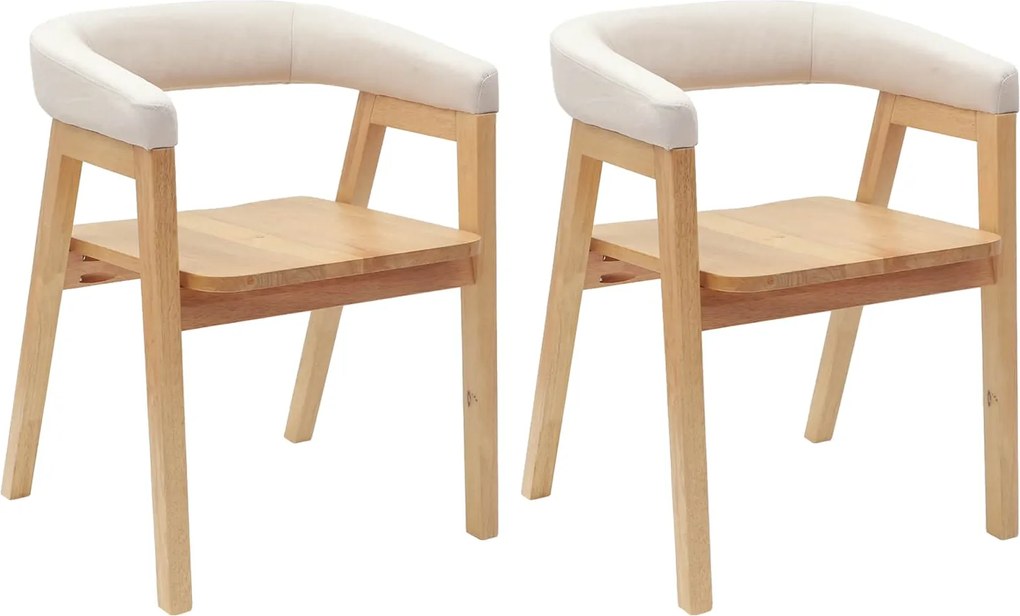 vidaXL Scaune de dining 2 pcs natural 54 x 57 x 73 cm