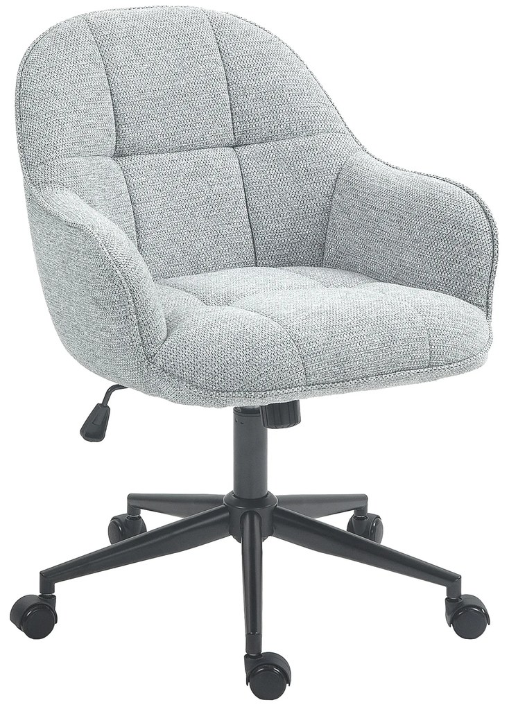 HOMCOM Scaun fauteuil de birou cu spătar și șezut capitonat reglabil în înălțime rotativ 360° bază neagră tapiterie țesătură gri | Aosom Romania