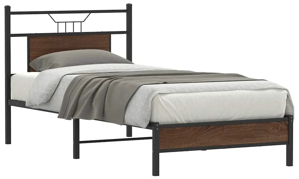 vidaXL Cadru pat fără saltea, stejar maro 75x190 cm lemn prelucrat