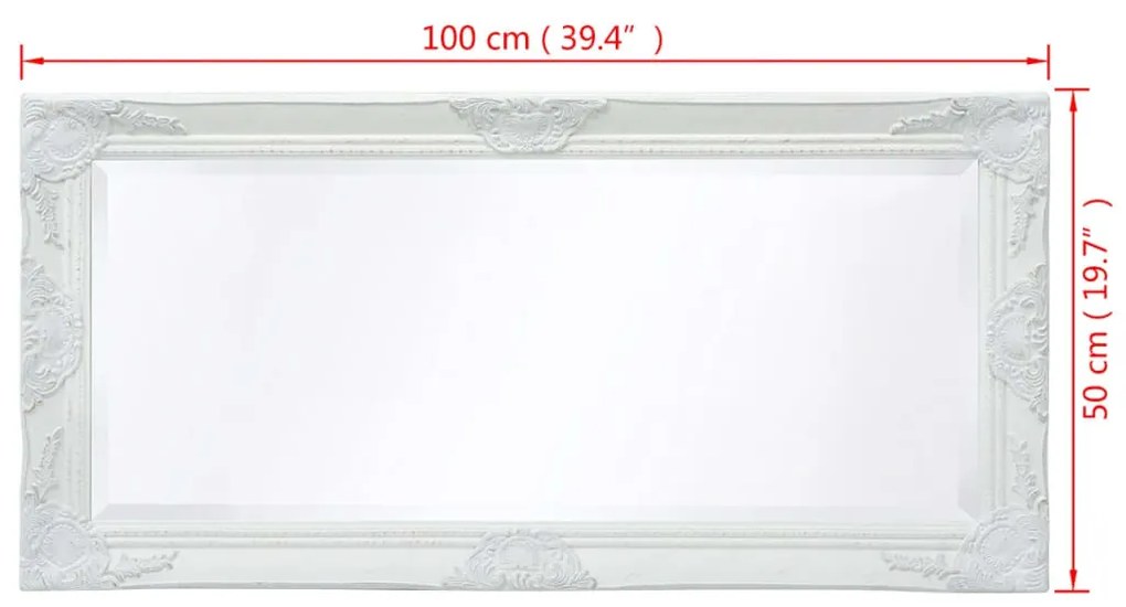 Oglinda verticala in stil baroc, 100 x 50 cm, alb Alb