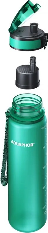 Sticla cu filtru pentru apa Aquaphor City 160045, 500 ml, Tritan, Carbune activ, Aqualen, Capac cu inchidere, Verde inchis