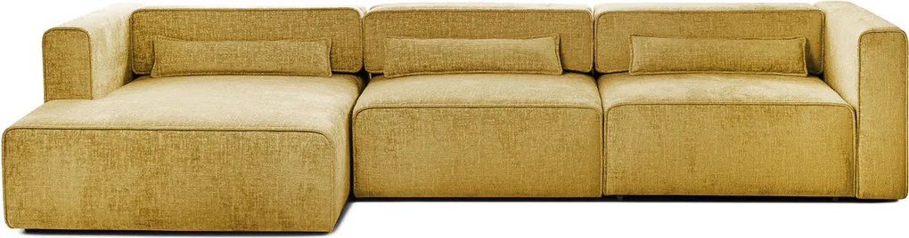 Colțar Extensibil 5 locuri ZANETTO, cu ladă de depozitare, 340x157x70 cm, Galben-Onyx / Stanga