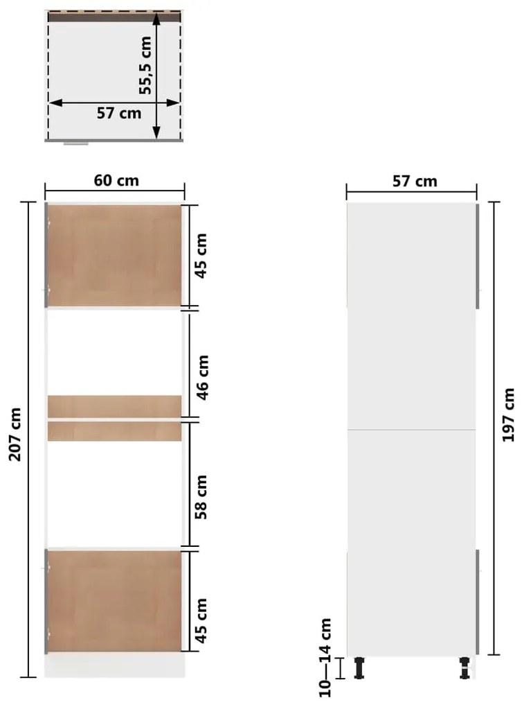 Dulap cuptor microunde, alb, 60 x 57 x 207 cm, PAL Alb, Dulap pentru cuptor cu microunde, 1