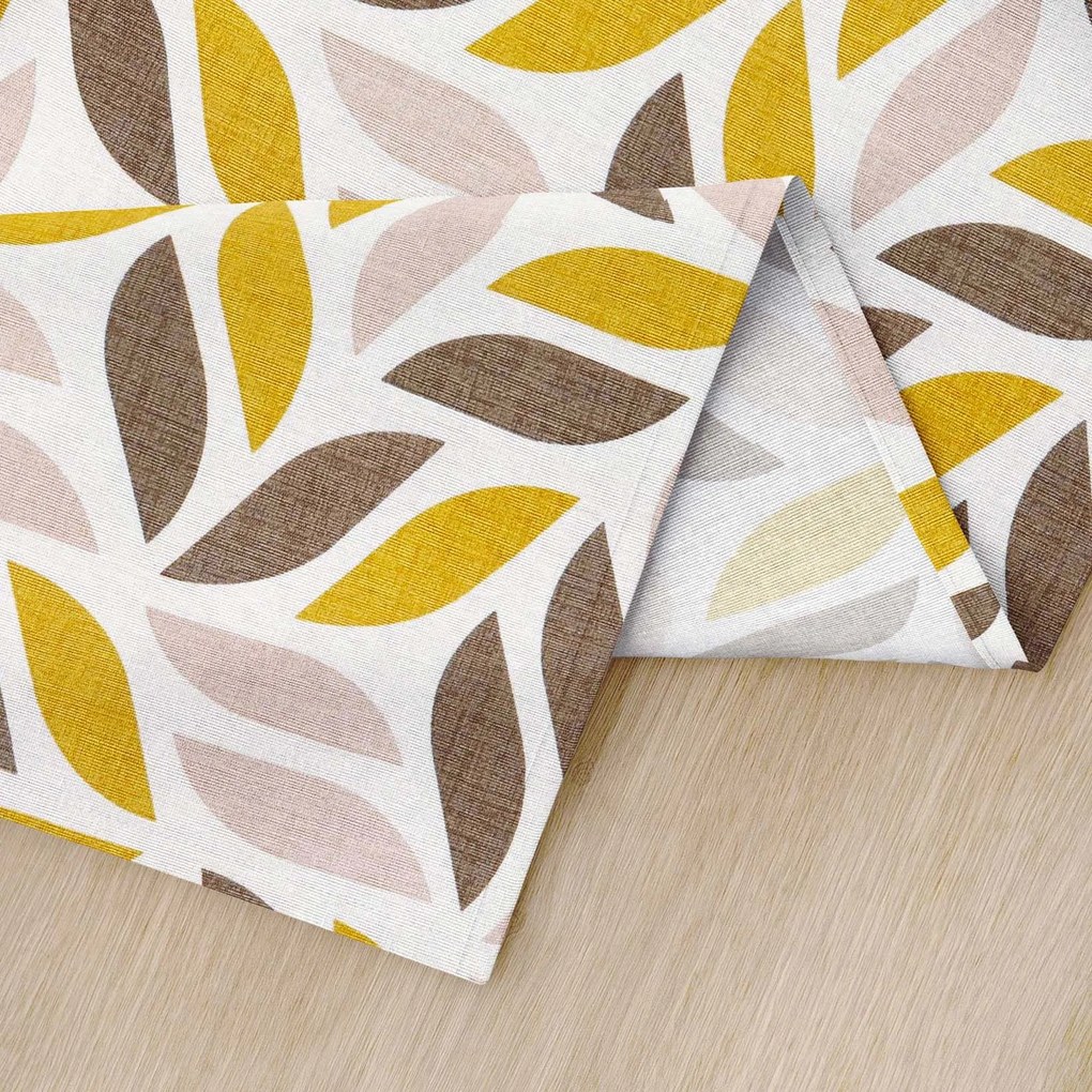 Goldea suporturi farfurii decorative loneta - frunze geometrice aurii și maro - 2 buc 30 x 40 cm