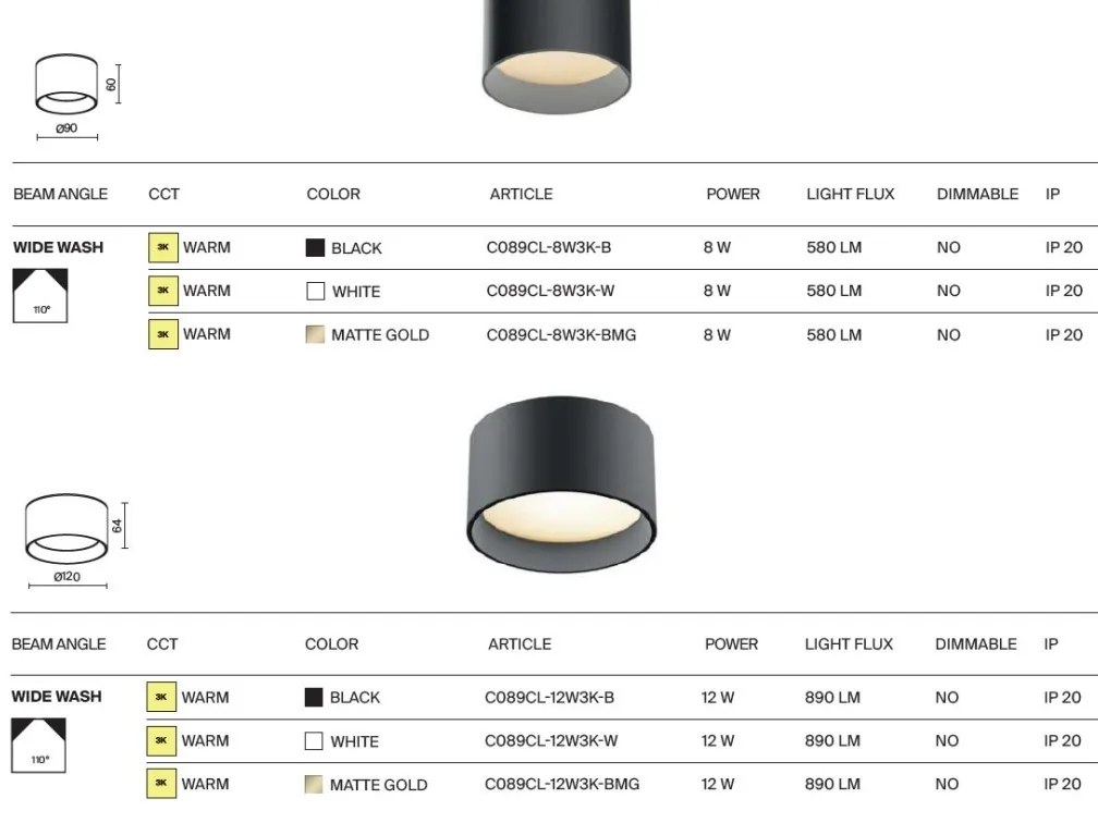 Spot LED aplicat design tehnic Vega D-12cm negru/auriu