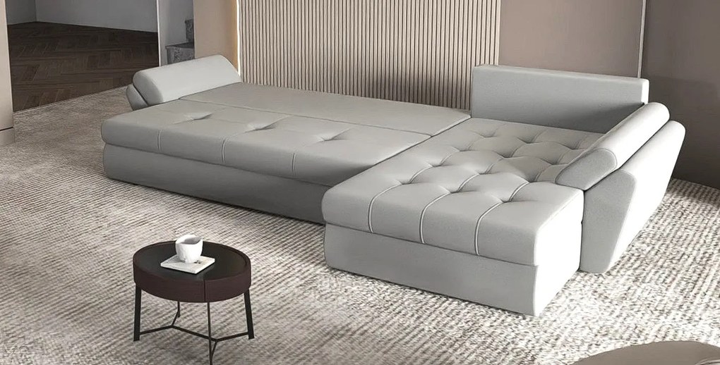 Colțar extensibil dumonde cu ladă de depozitare si sezut confortabil din spuma high-density, Loana XL Royal Antracit 335x185 cm