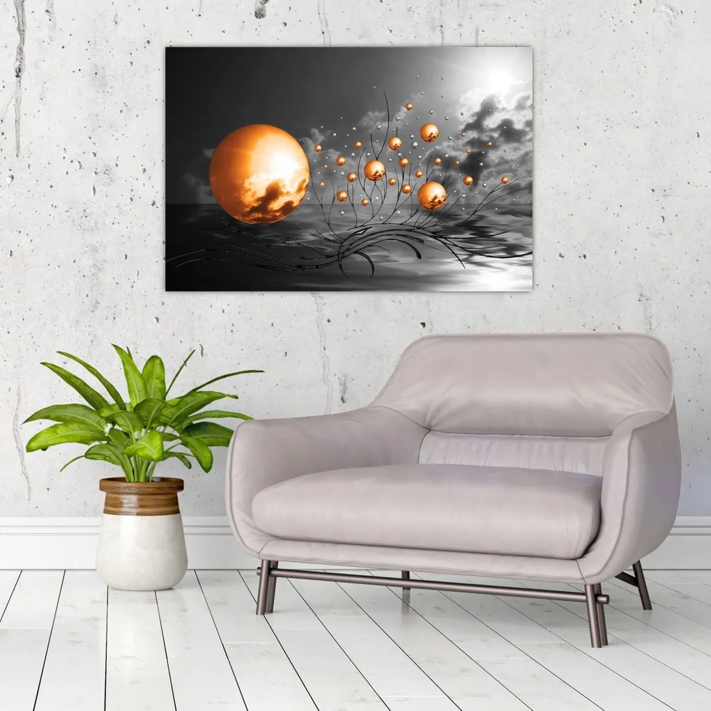 Tabloul bilelor portocalii abstarcte (90x60 cm)