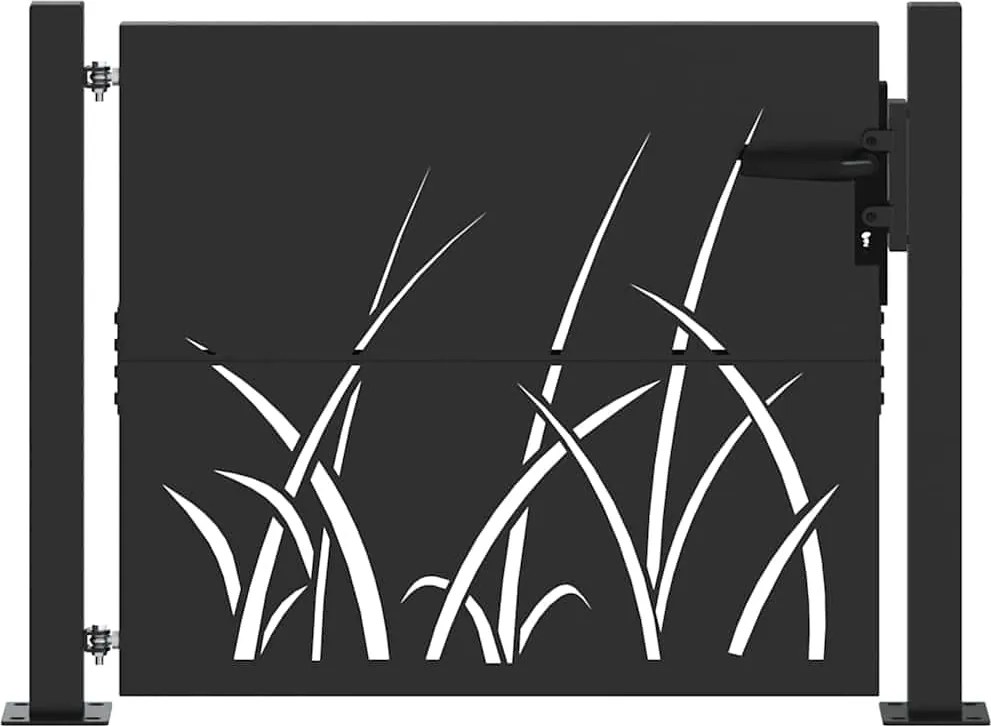 vidaXL Poartă de grădină Negru 110 x 105 cm Oțel vopsit în pulbere