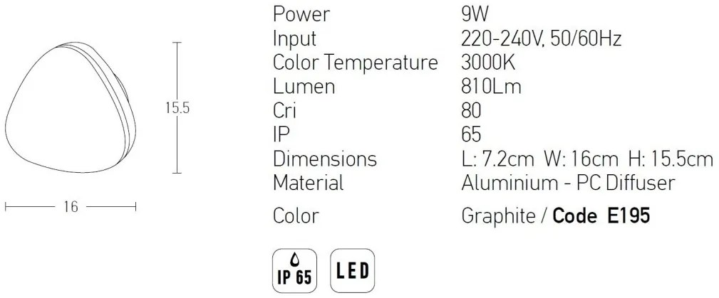Aplica LED de perete pentru iluminat exterior, IP65 Cing negru