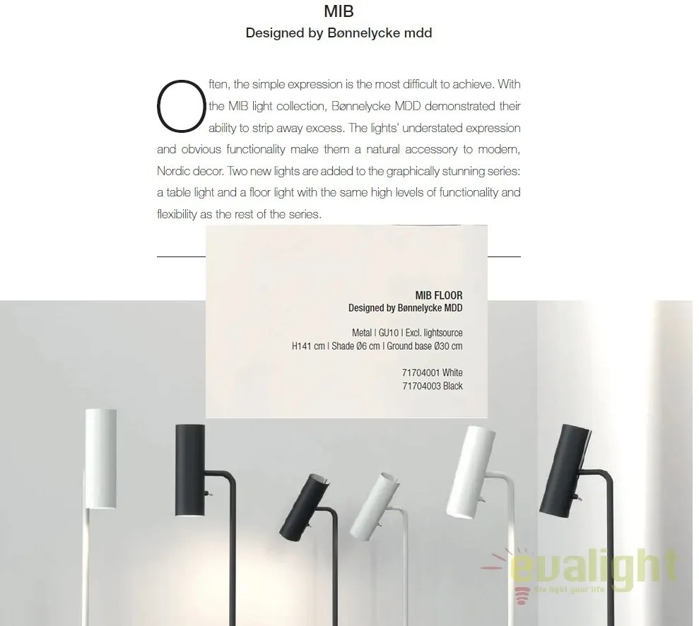 Lampadar / Lampa de podea stil nordic MIB alb 71704001 DFTP