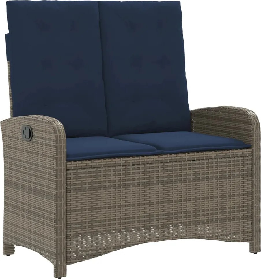 vidaXL Bancă de grădină rabatabilă cu perne, gri, poliratan