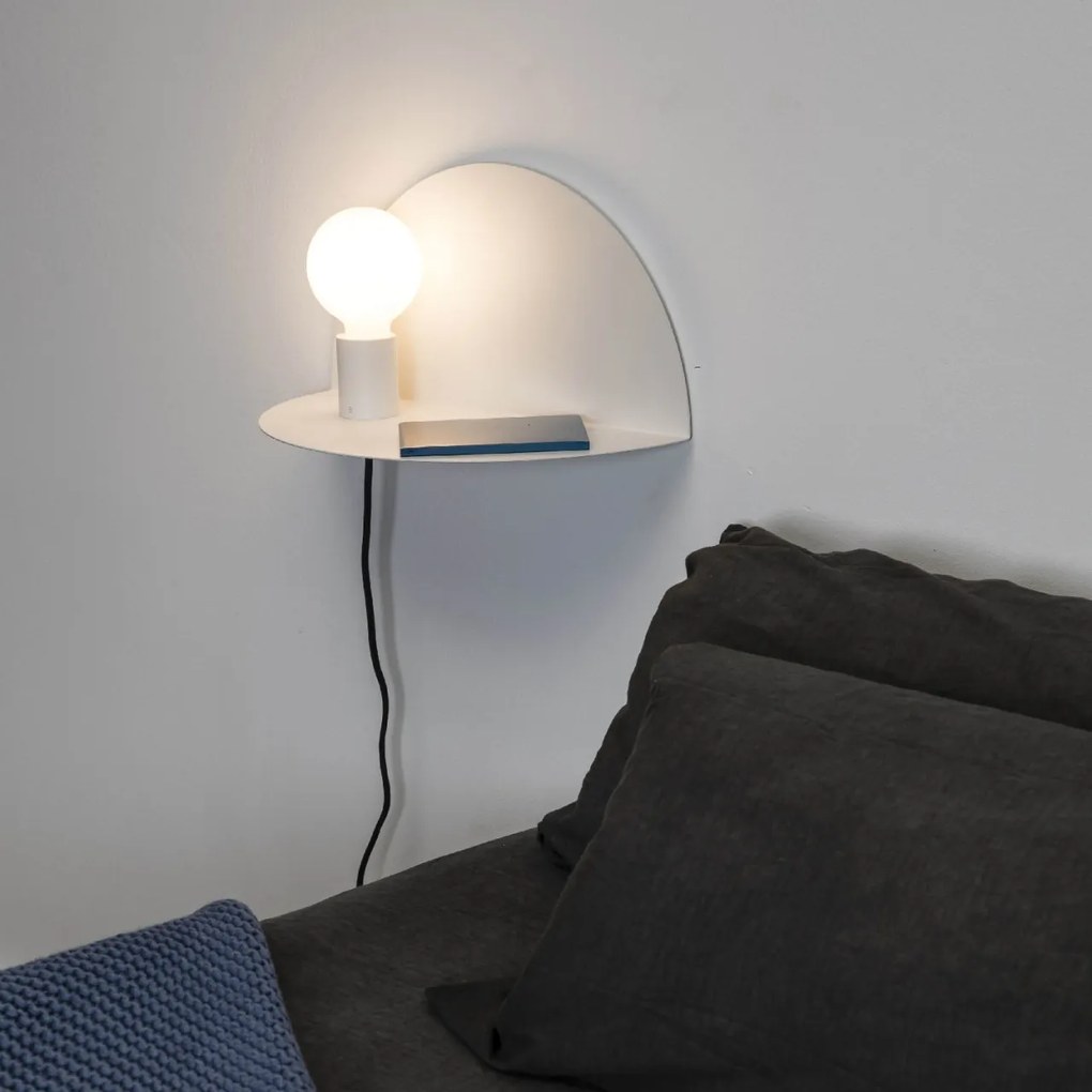 Aplica perete moderna cu raft NIT alba stanga 01003