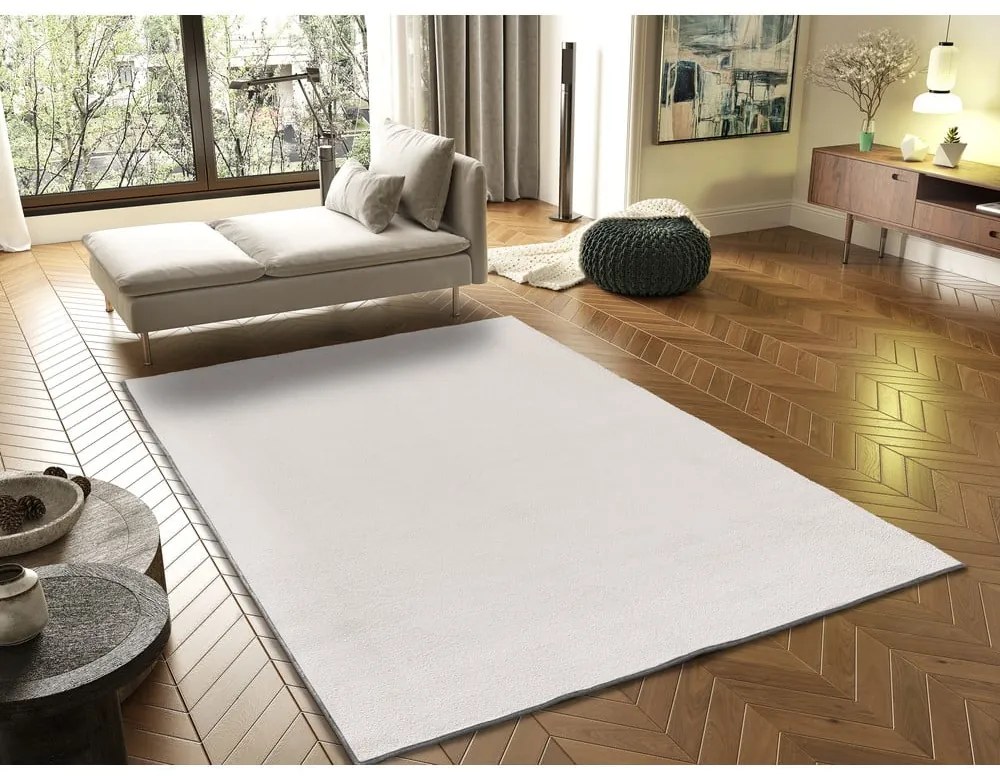 Covor crem din microfibră 160x220 cm Coraline Liso – Universal