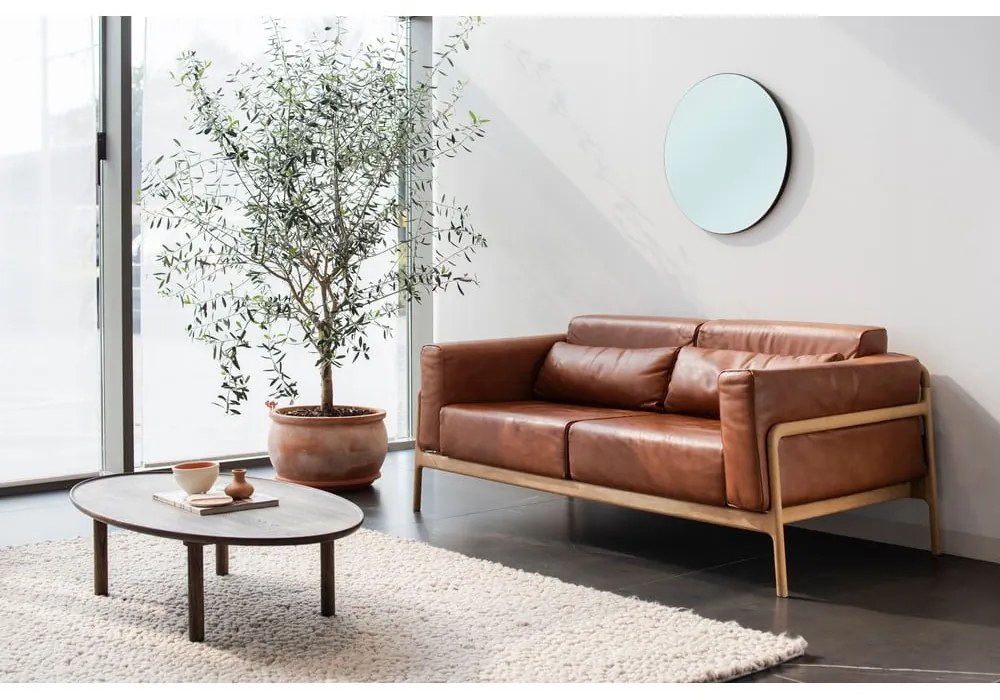 Măsuță de cafea maro din lemn de stejar 65x120 cm Mu – Gazzda