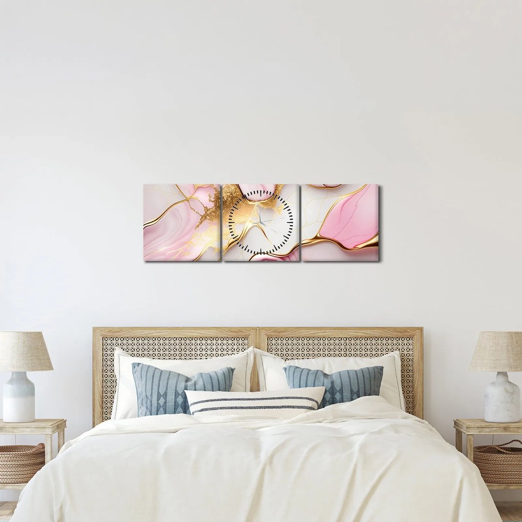 Tablou - Design de marmură (cu ceas) (90x30 cm)