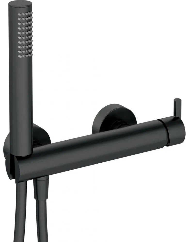 Baterie dus culoare neagra cu para si furtun dus Deante Silia Negru